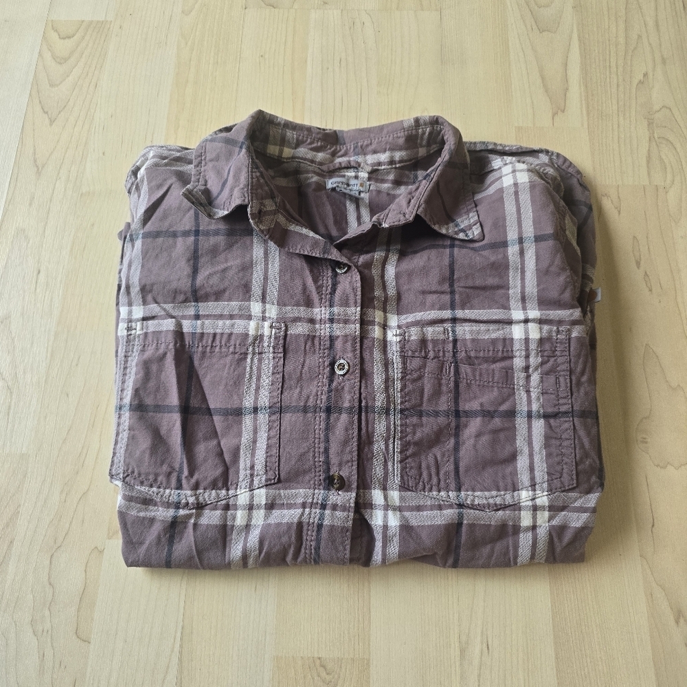 Carhartt Brown Plaid Button-Down Shirt